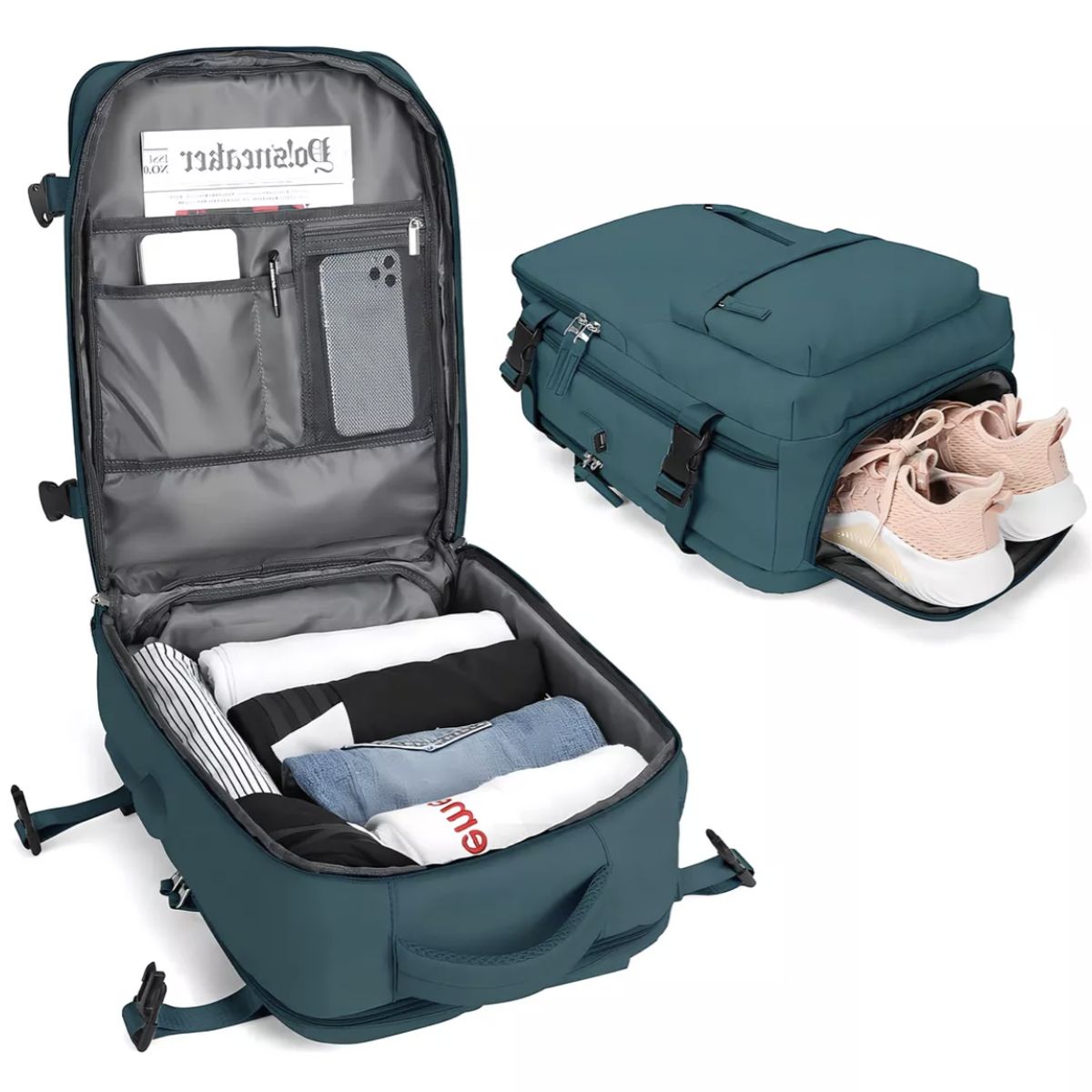 MOMO - Mochila De Viaje Avión Aprobado Gran Capacidad  Diseño De La Tela Lisa