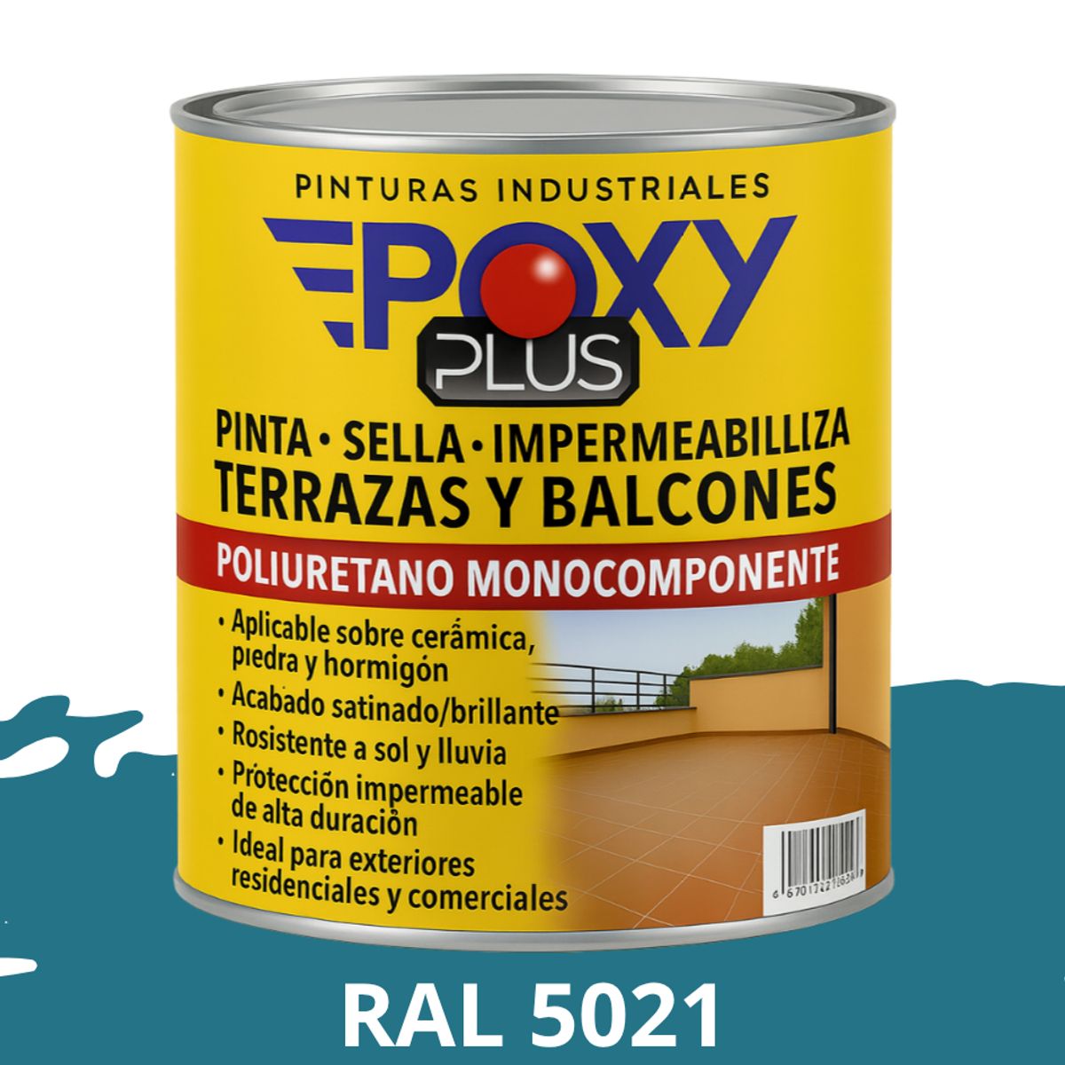 EPOXY - TERRAZAS Y BALCONES- Pinta Sella e Impermeabiliza - 500CC RAL 5021
