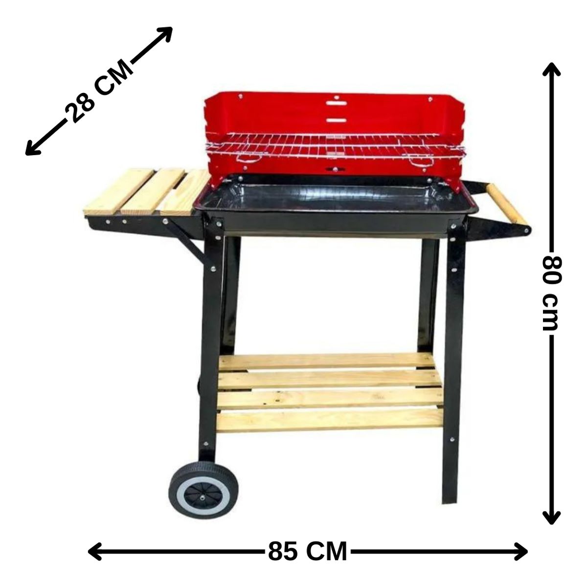 AFVENTURA - Parrilla De Asado Con Rueda Y Repisa 85x28x80cm