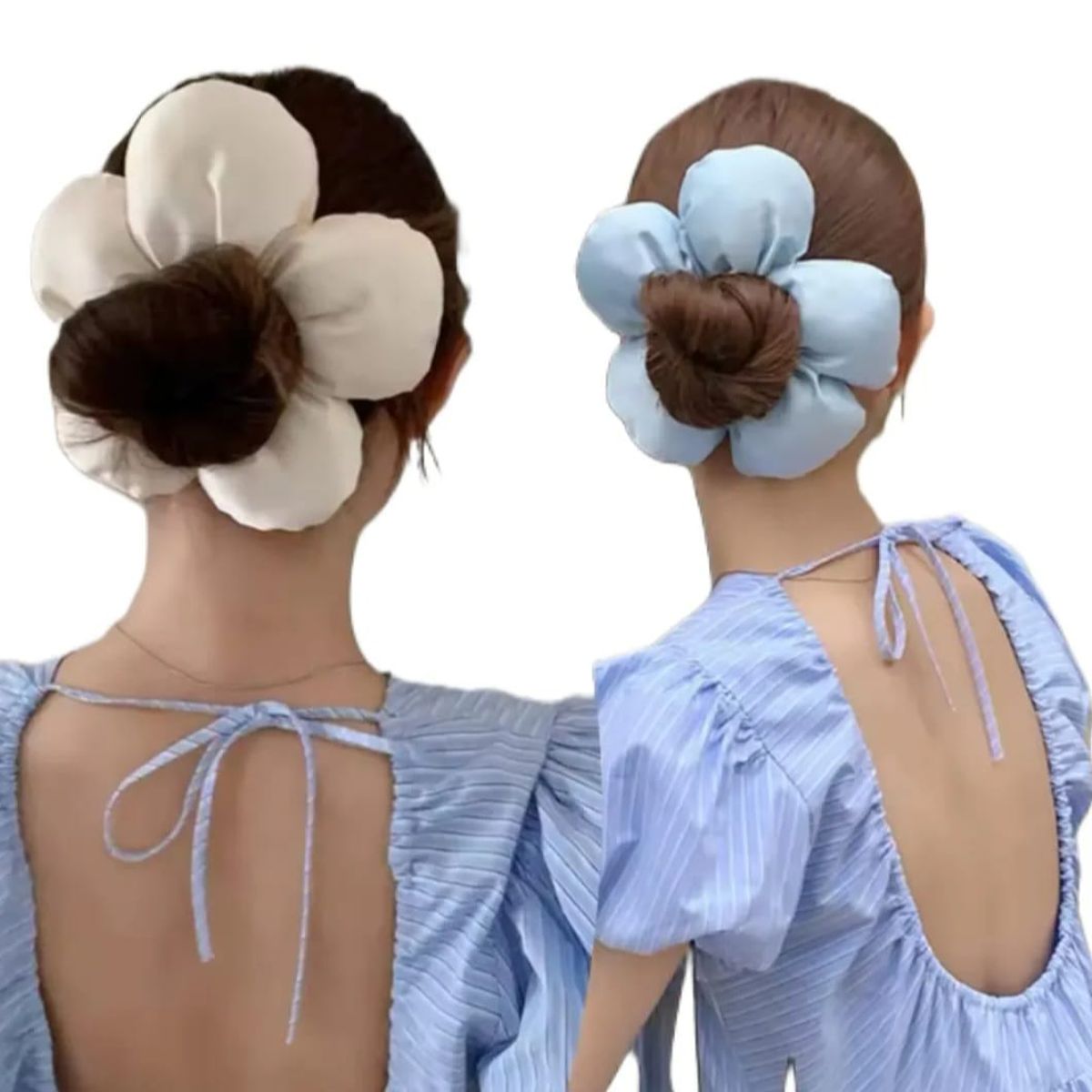 GENERICO - Scrunchie Colet Flor Tamaño Xl Color Celeste