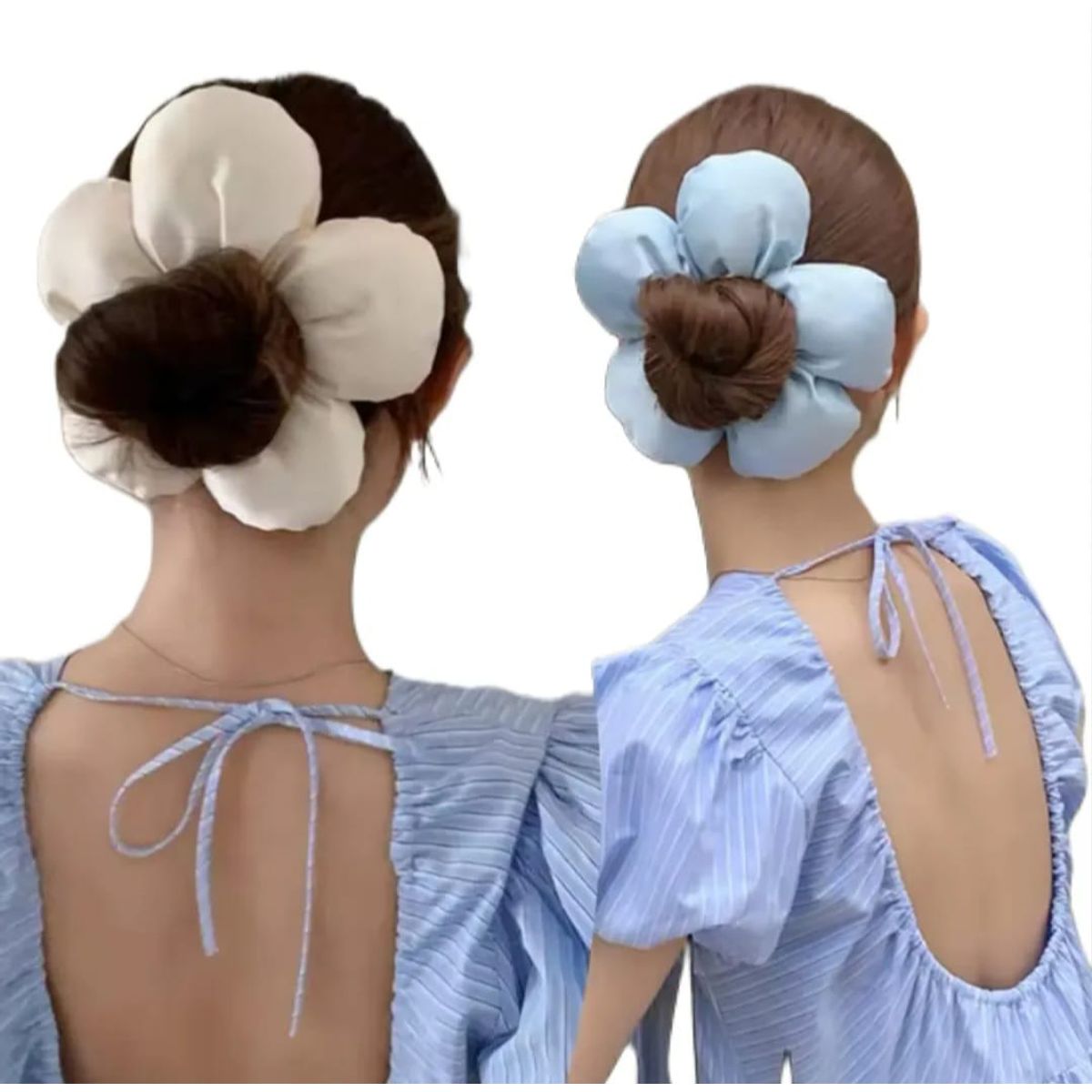 GENERICO - Scrunchie Colet Flor Tamaño Xl Color Celeste