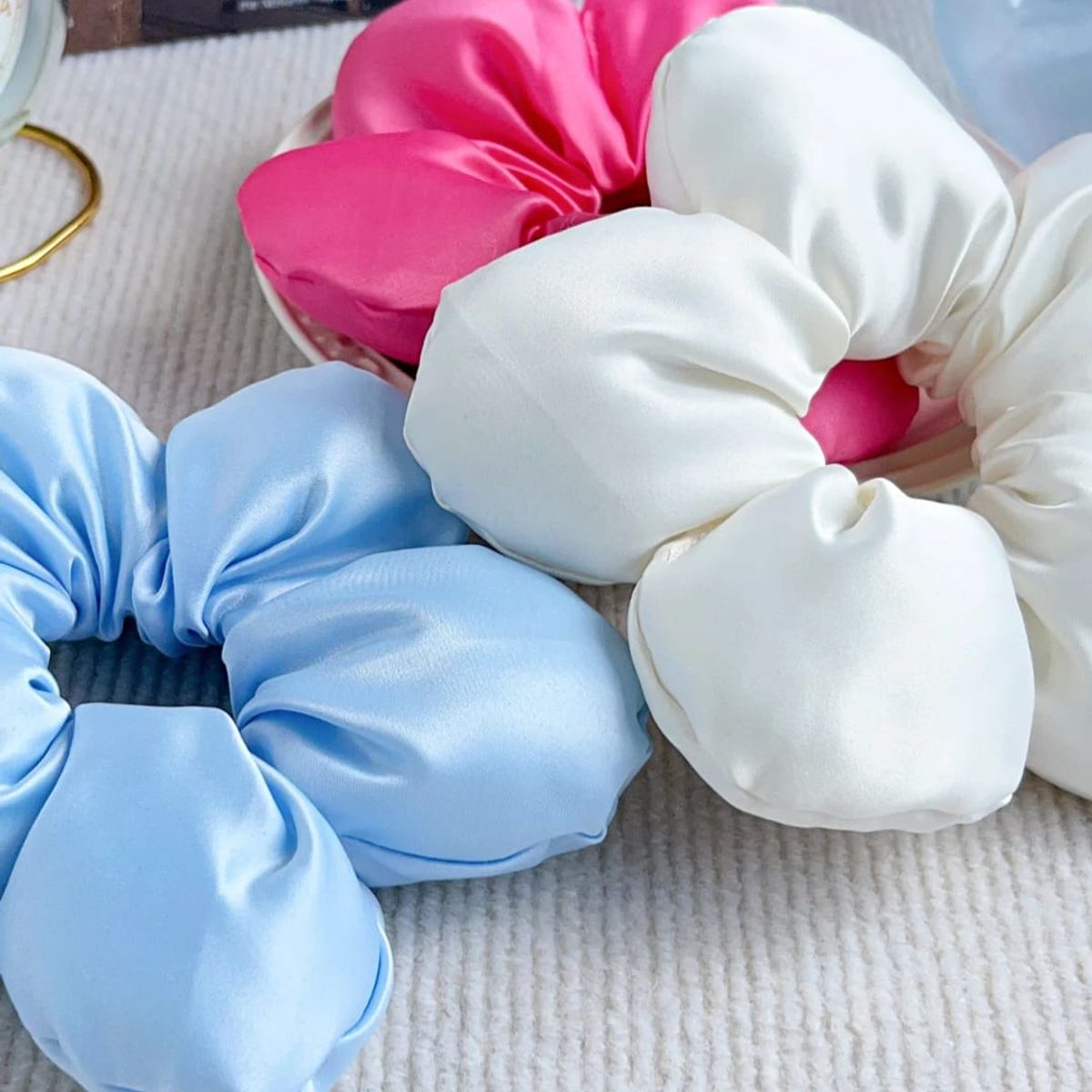 GENERICO - Scrunchie Colet Flor Tamaño Xl Color Celeste