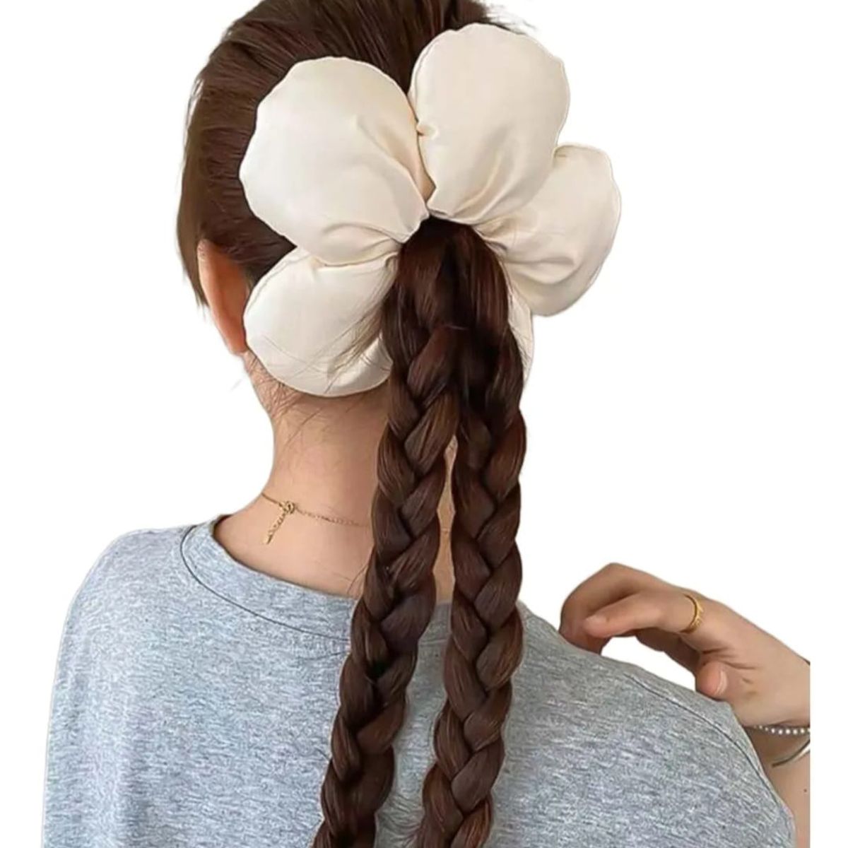 GENERICO - Scrunchie Colet Flor Tamaño Xl Color Blanco