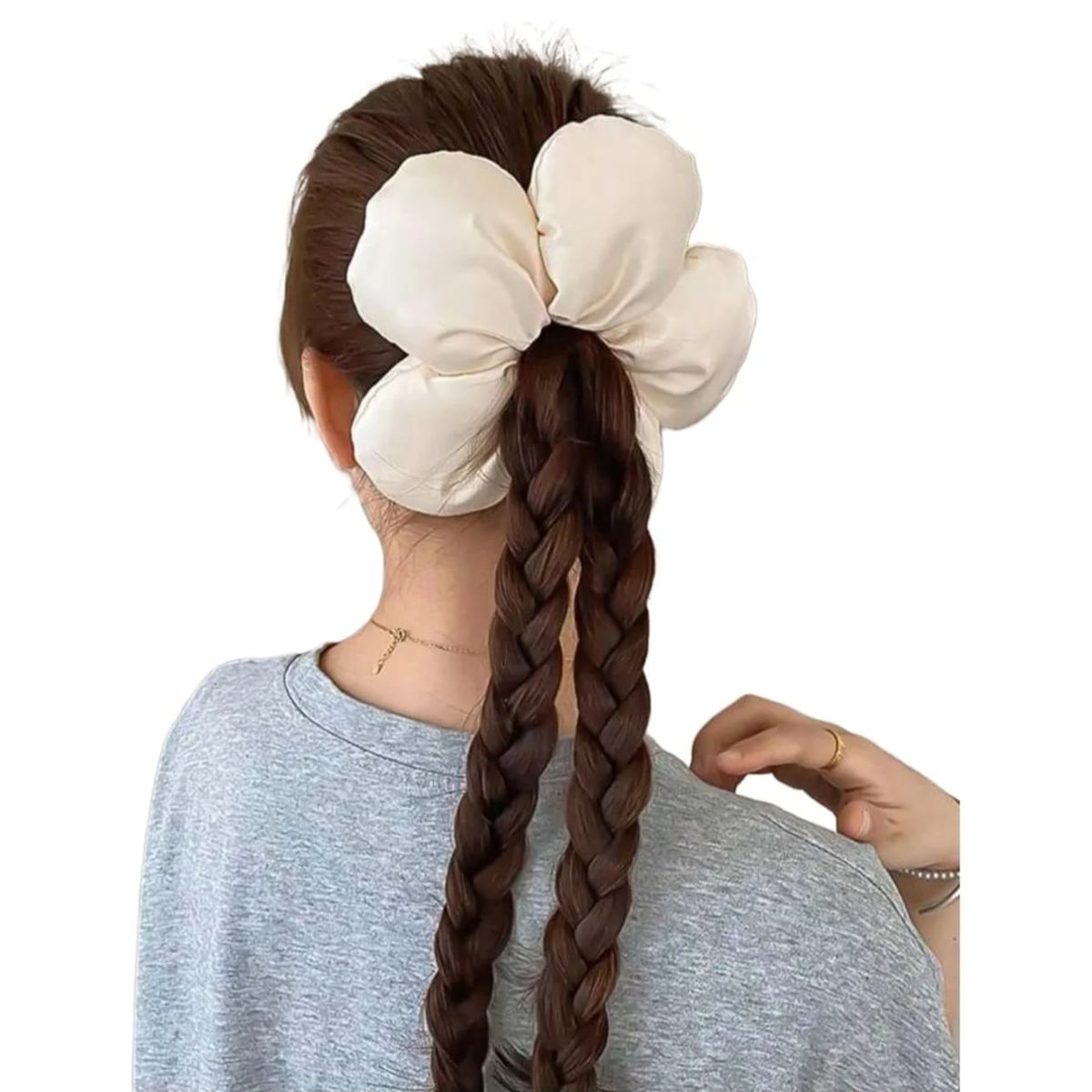 GENERICO - Scrunchie Colet Flor Tamaño Xl Color Blanco