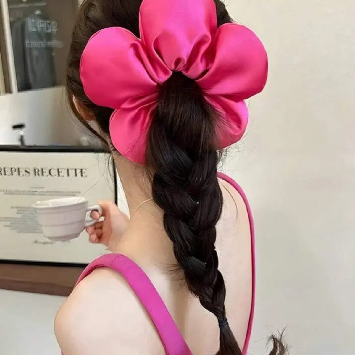 GENERICO - Scrunchie Colet Flor Tamaño Xl Color Fucsia