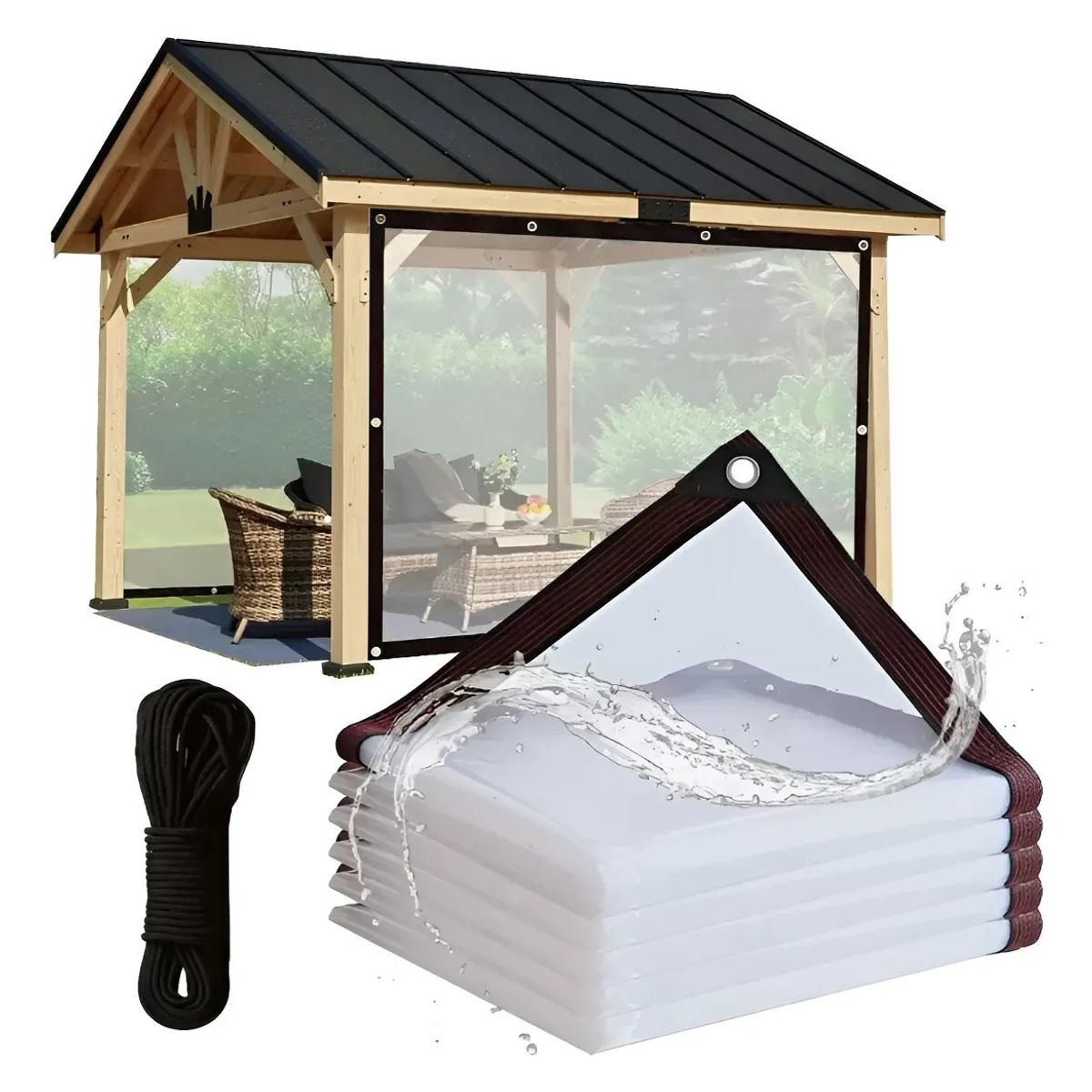 KUANGYE - Lona Transparente Resistentes Con Ojales De 3x3 Impermeable.