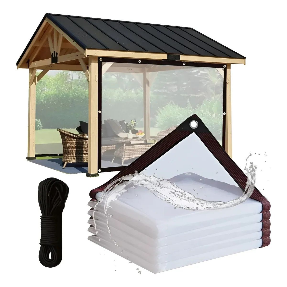 KUANGYE - Lona Transparente Resistentes Con Ojales De 3x3 Impermeable.