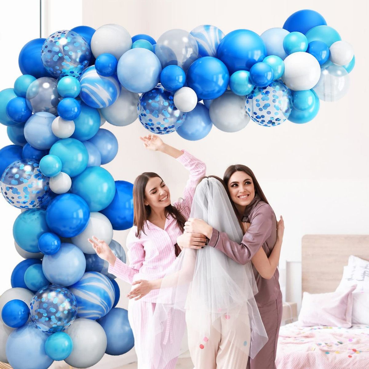 GENERICO - 116pcs Juego De Globos Azul Para Decoraciones De Fiesta Boda