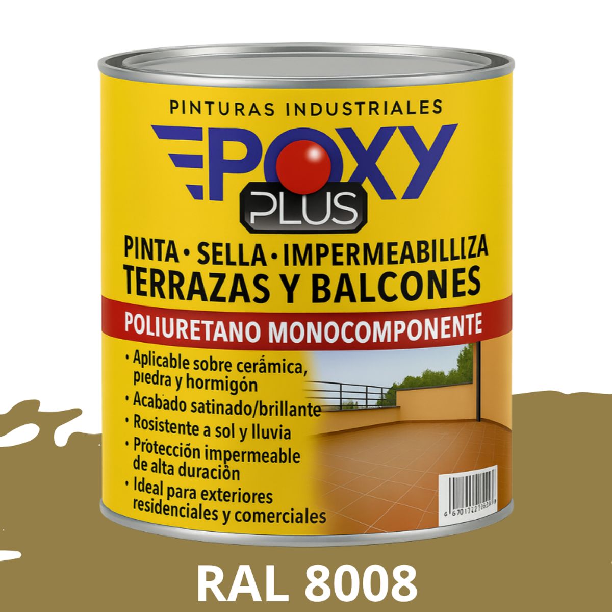 EPOXY - TERRAZAS Y BALCONES- Pinta Sella e Impermeabiliza - 500CC RAL 8008