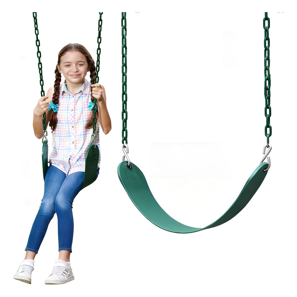 GENERICO - Asientos De Columpio Verdes Para Niños Con Cadena Exteriore