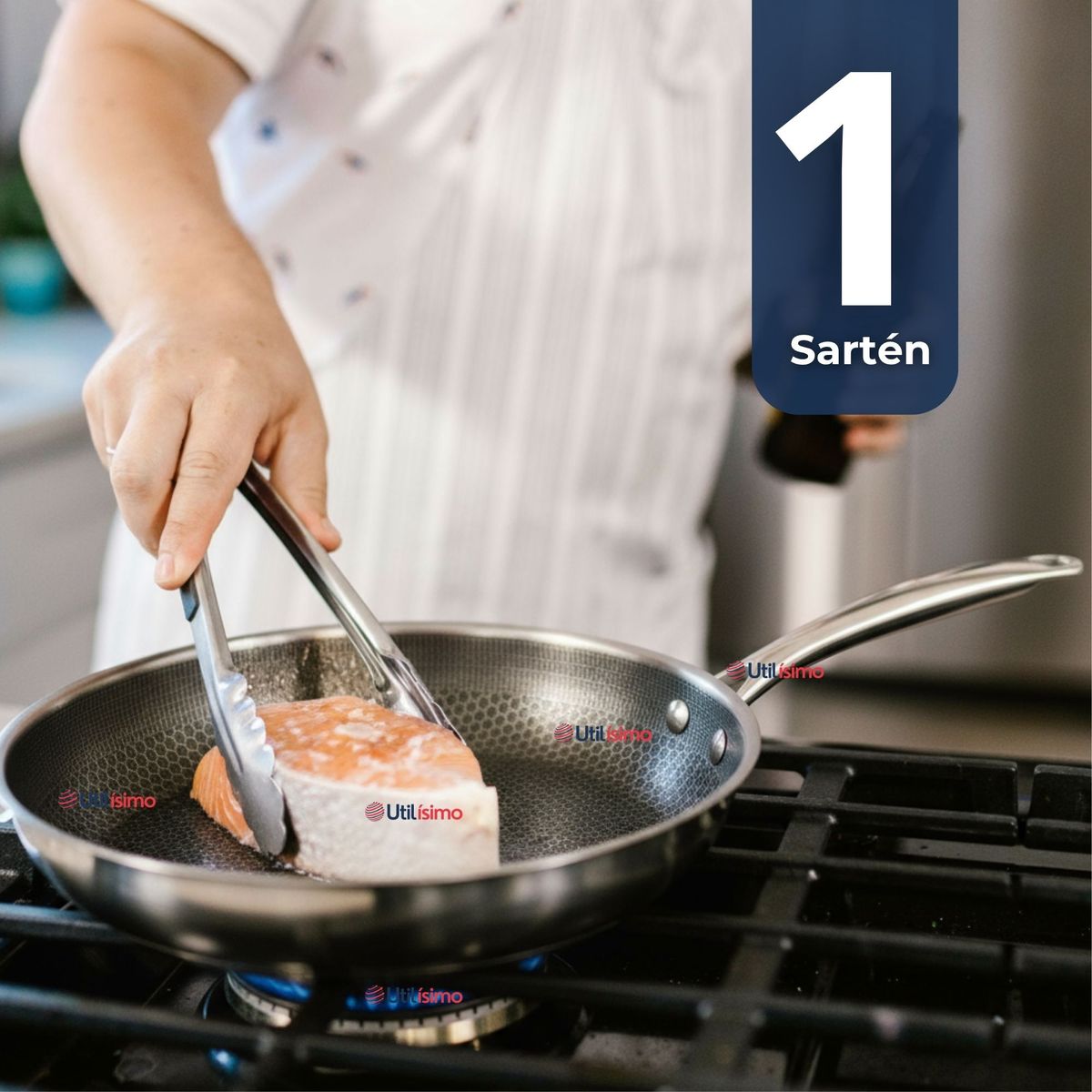 LINE - Sartén Acero Inoxidable Antiadherente 28cm Para Cocinar Freír Saltear