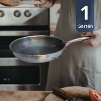 Sartén Acero Inoxidable Antiadherente 28cm Para Cocinar Freír Saltear