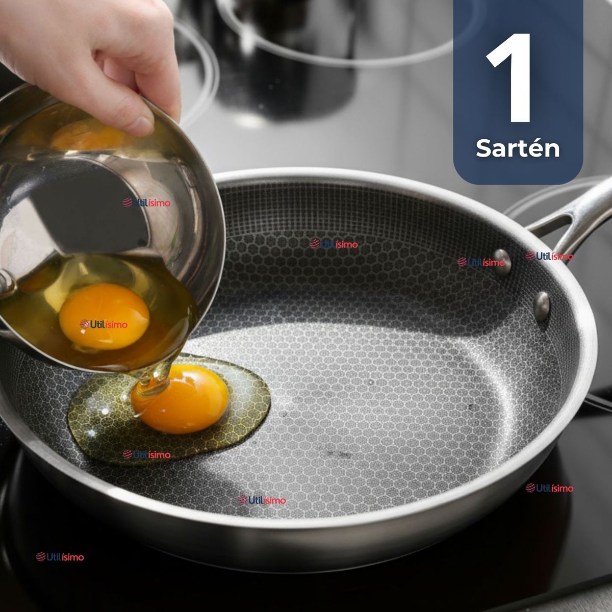 LINE - Sartén Acero Inoxidable Antiadherente 24cm Para Cocinar Freír Saltear