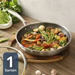 LINE - Sartén Acero Inoxidable Antiadherente 24cm Para Cocinar Freír Saltear