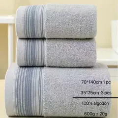 GENERICO - Set 3 Toallas de baño - Cuerpo y Manos 100% algodón