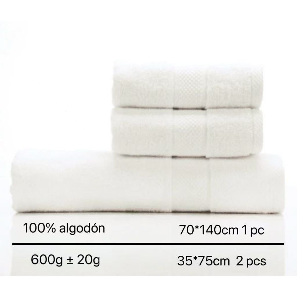 GENERICO - Set 3 Toallas de baño - Cuerpo y Manos 100% algodón