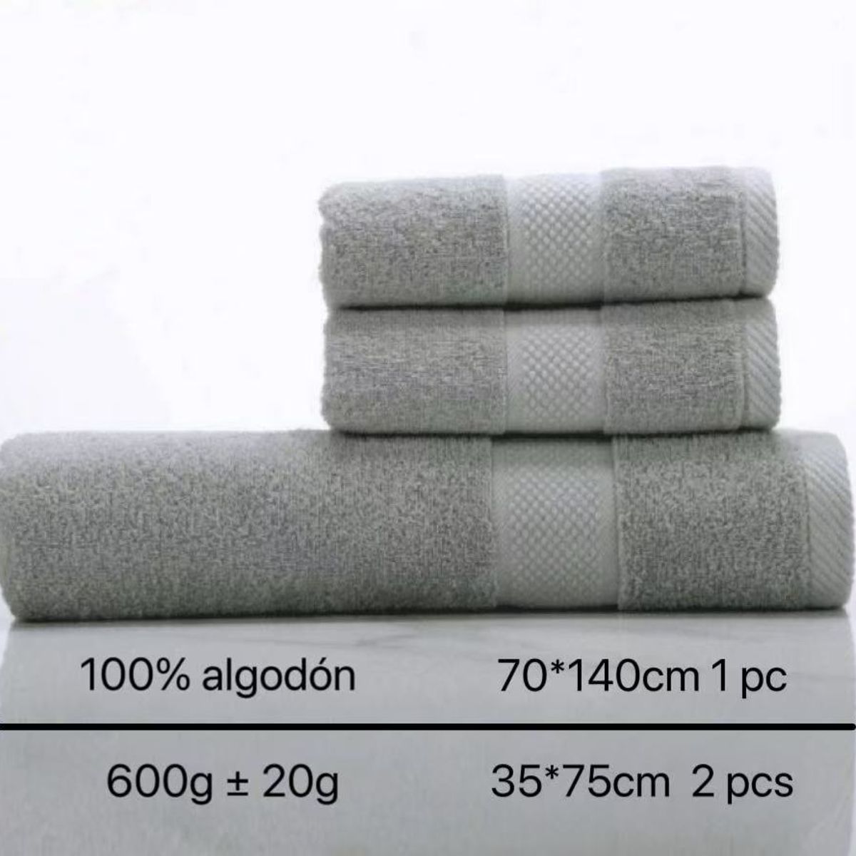 GENERICO - Set 3 Toallas de baño - Cuerpo y Manos 100% algodón