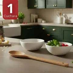 LINE - Cuchara de Madera de Bambú Con Mango Largo Utensilio de Cocina