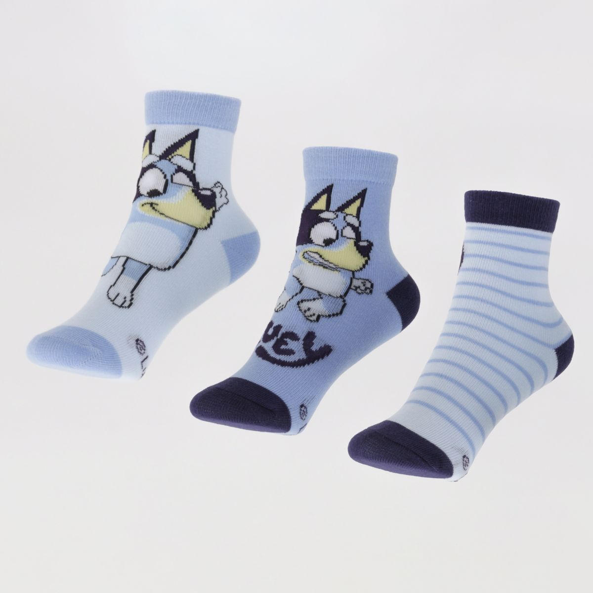 BLUEY - Tripack Calcetines Niño Azul Listado Bluey