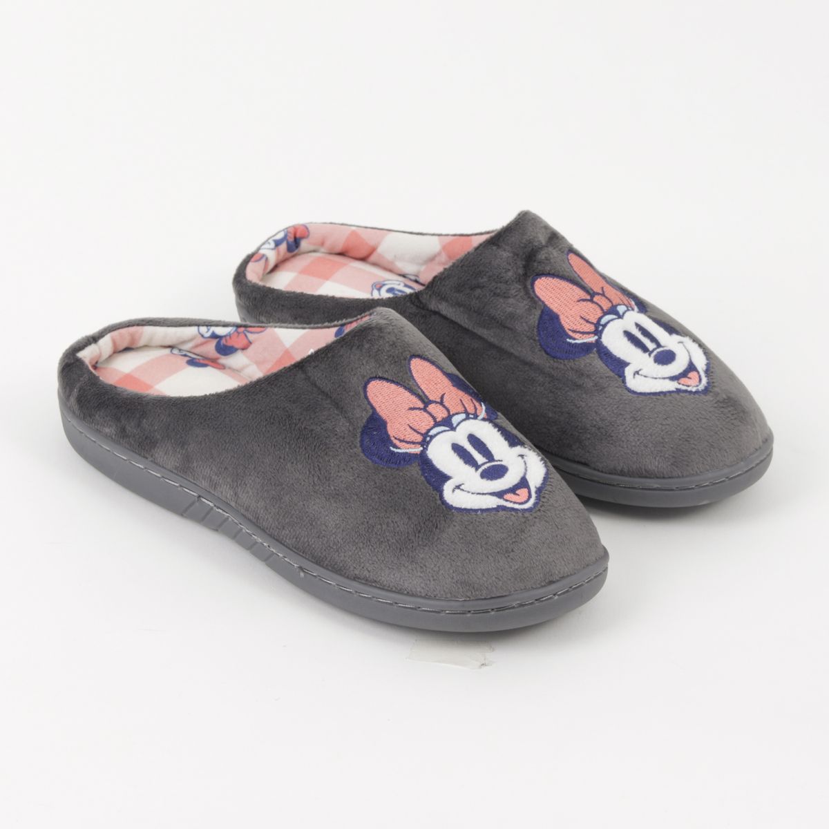 DISNEY - Pantufla Mujer Gris Oscuro Cara Feliz Minnie Disney