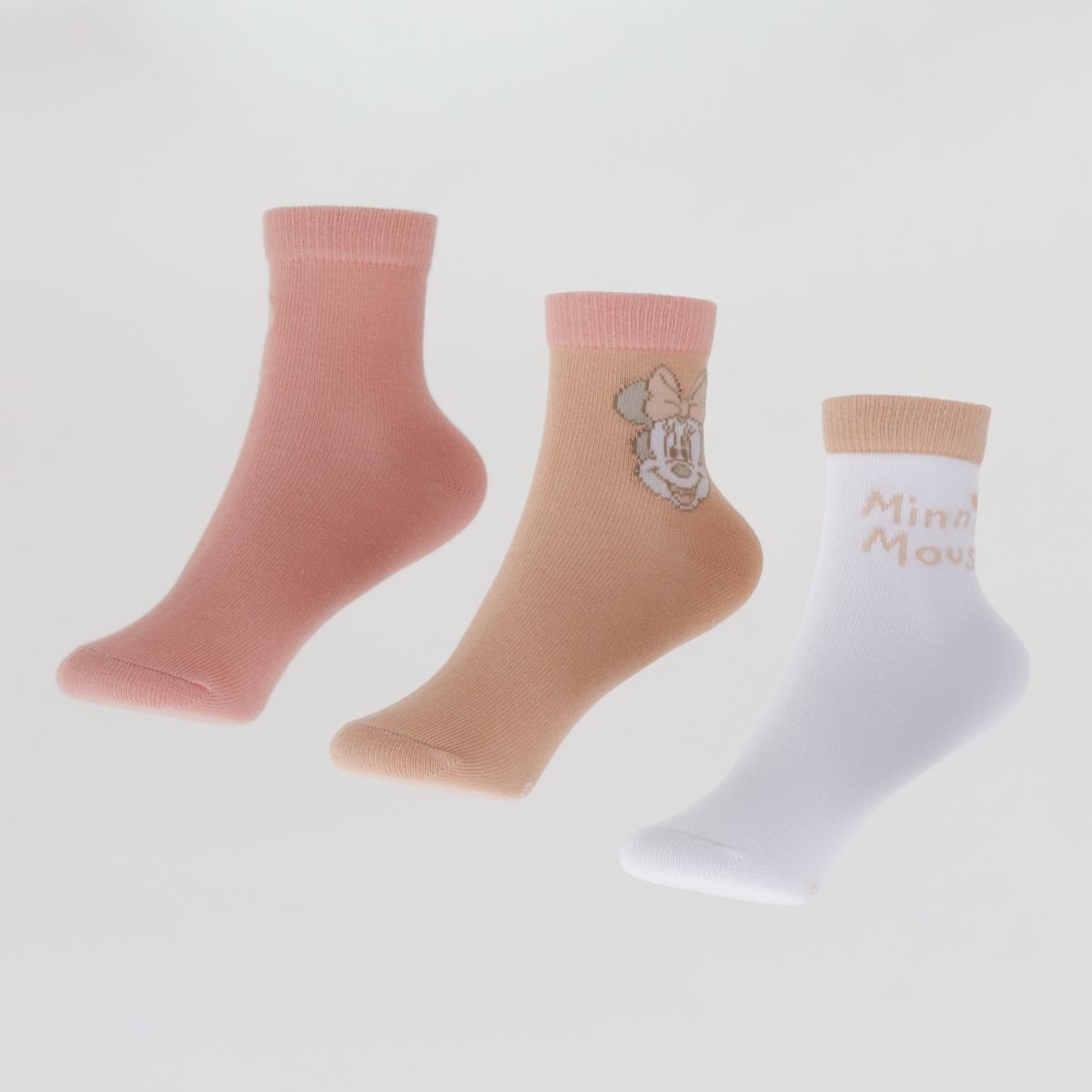 DISNEY - Tripack Calcetines Niña Damasco Carita Minnie Disney