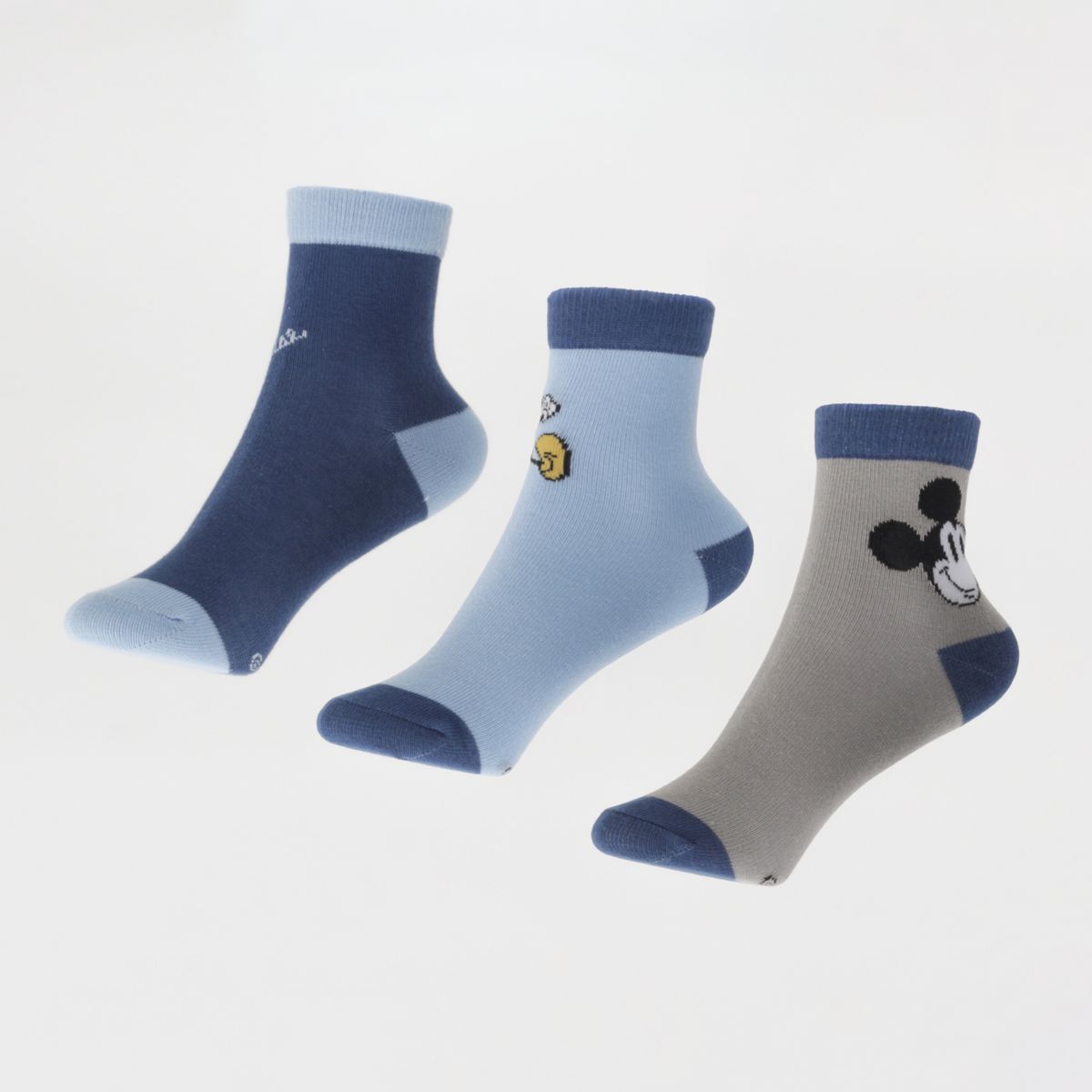 DISNEY - Tripack Calcetines Niño Azul Carita Mickey Disney