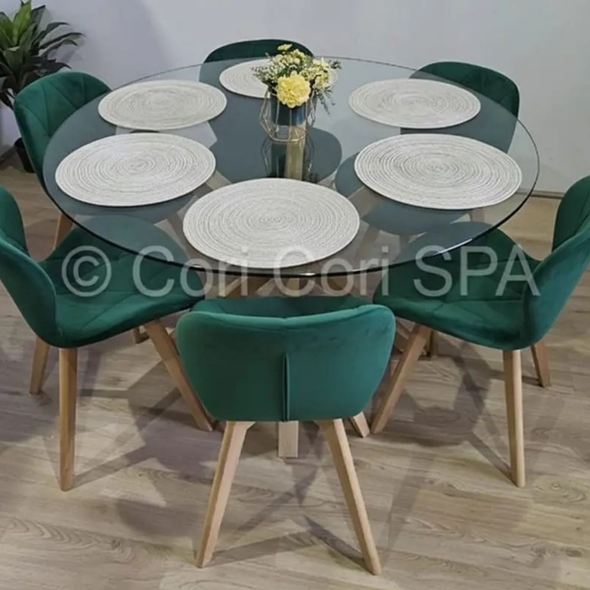 CORI CORI - Comedor Warwick 120cm + 6 Sillas Mariposa Velvet