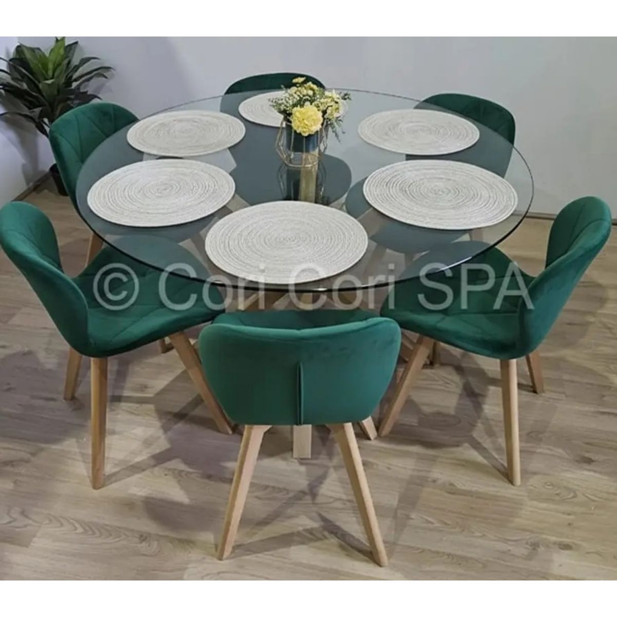 CORI CORI - Comedor Warwick 120cm + 6 Sillas Mariposa Velvet