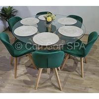 Comedor Warwick 120cm + 6 Sillas Mariposa Velvet