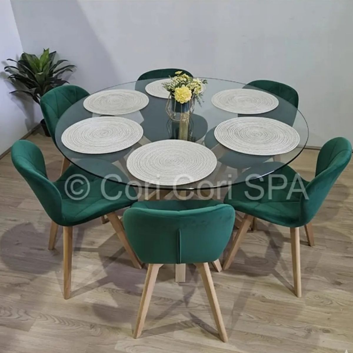 CORI CORI - Comedor Warwick 120cm + 6 Sillas Mariposa Velvet
