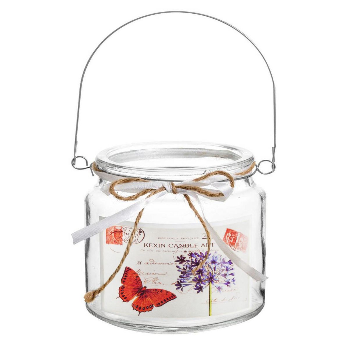 HOME ESSENTIALS - Porta velas de vidrio diseño mariposas 10 cm