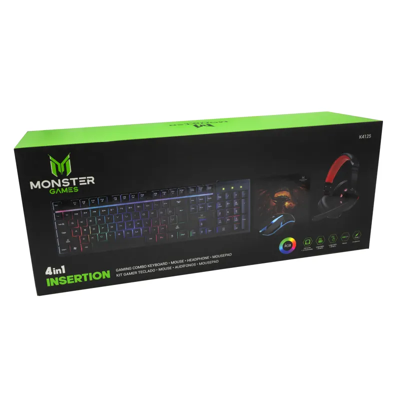 MONSTER GAMES - Kit Gamer 4 en 1 Monster Games OPEN BOX
