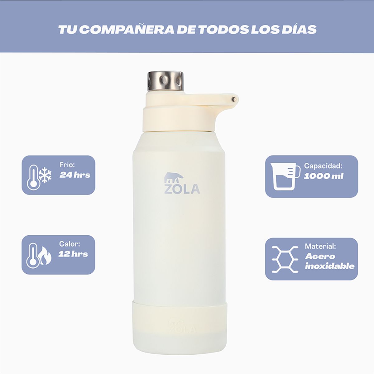 ZOLA OUTDOORS - Botella Térmica 1000 ML HIKERS ZOLA OUTDOORS CREMA