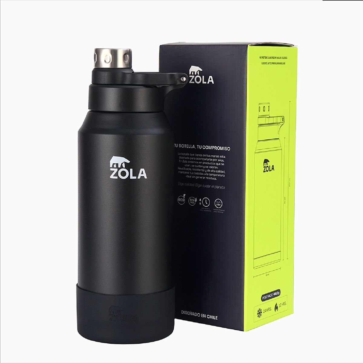 ZOLA OUTDOORS - Botella Térmica 1000 ML HIKERS ZOLA OUTDOORS NEGRO