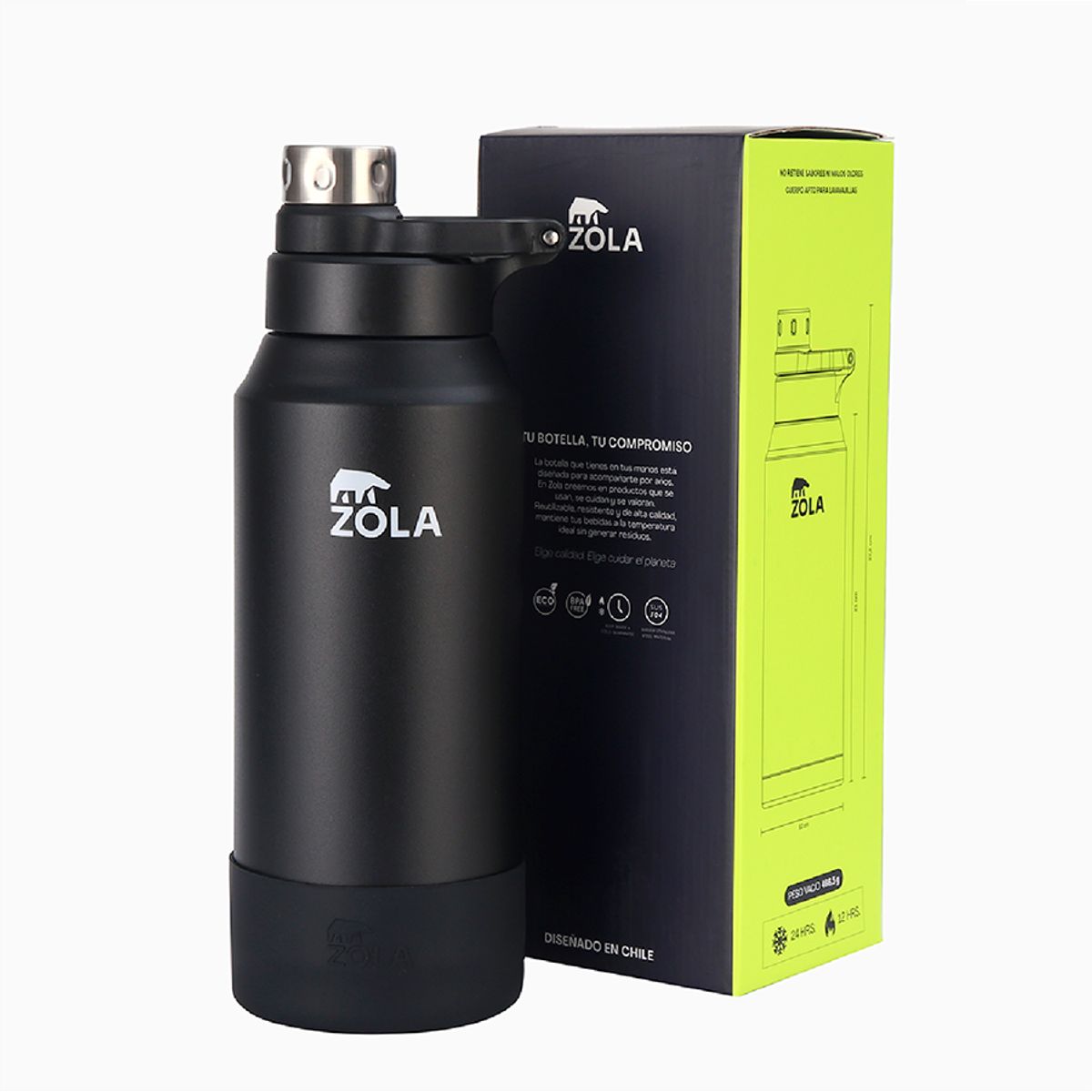 ZOLA OUTDOORS - Botella Térmica 1000 ML HIKERS ZOLA OUTDOORS NEGRO