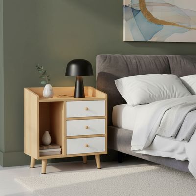 Imagen 2 del producto Mesita De Noche Doble Con 3 Cajones Duradera