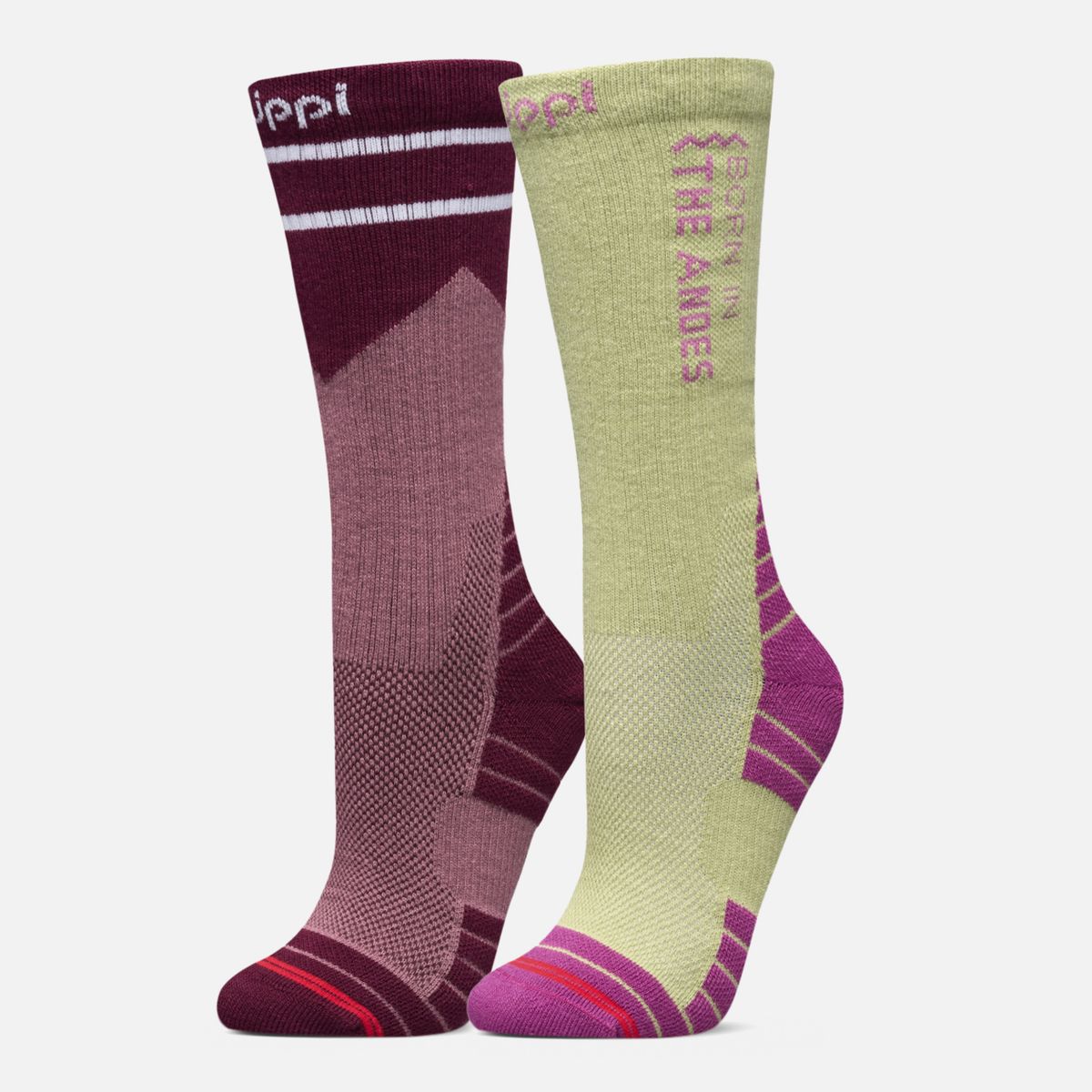 LIPPI - Calcetines Mujer Duo Trekking Light Pack Frambuesa Verde Manzana Lippi