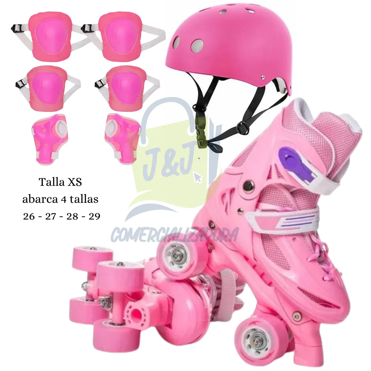 GENERICO - Patines Roller Niña Mas Protecciones Talla XS 26 al 29