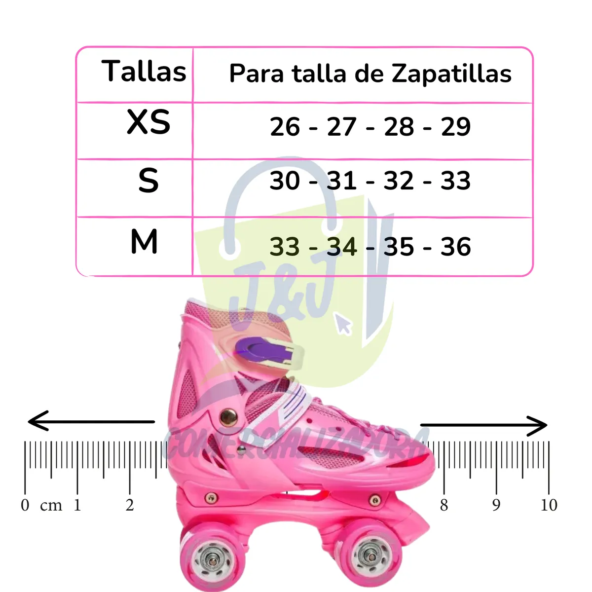 GENERICO - Patines Roller Niña Mas Protecciones Talla XS 26 al 29