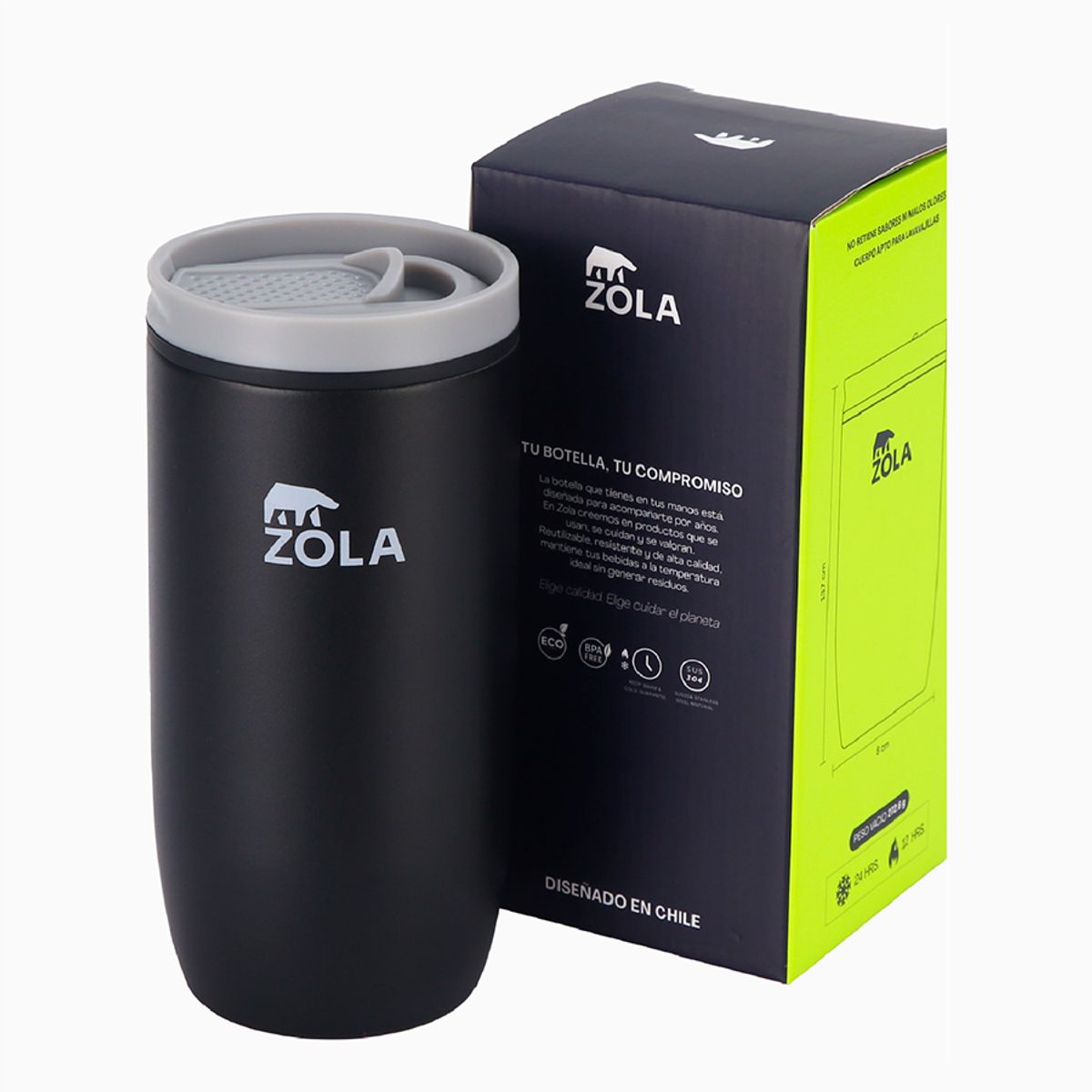 ZOLA OUTDOORS - VASO TÉRMICO MUG 425 ML ZOLA OUTDOORS NEGRO