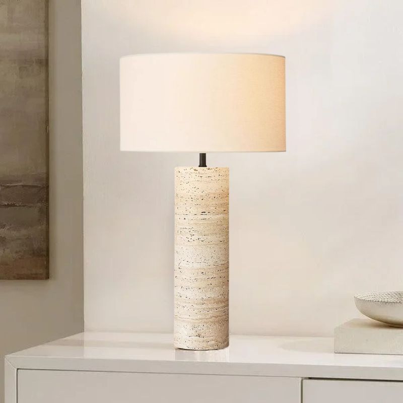 SANTU HOME & DECO - Lampara de Mesa Piedra Nordica Crema Grande