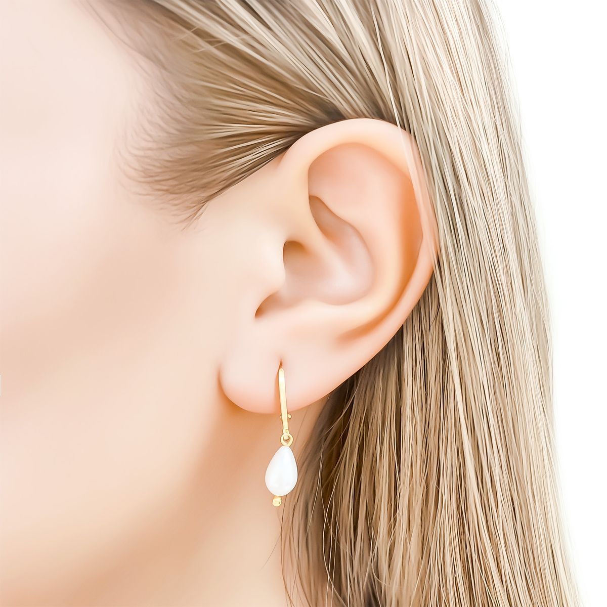 COGGIOLA - Aros Argolla Gota Perla Shellpearl Colgante Enchapado Oro 18K