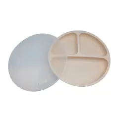 KEEP TITANIO - Plato Silicona Beige Ventosa Kido Toddler