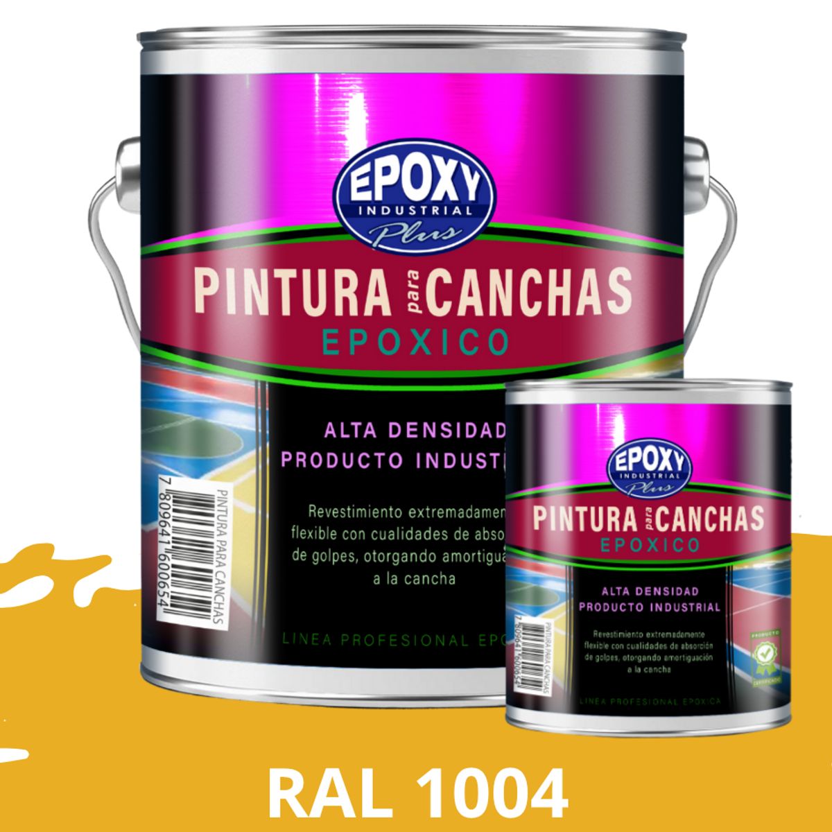 EPOXY - PINTURA EPÓXICA 2K CANCHAS DEPORTIVAS - KIT GALON RAL 1004