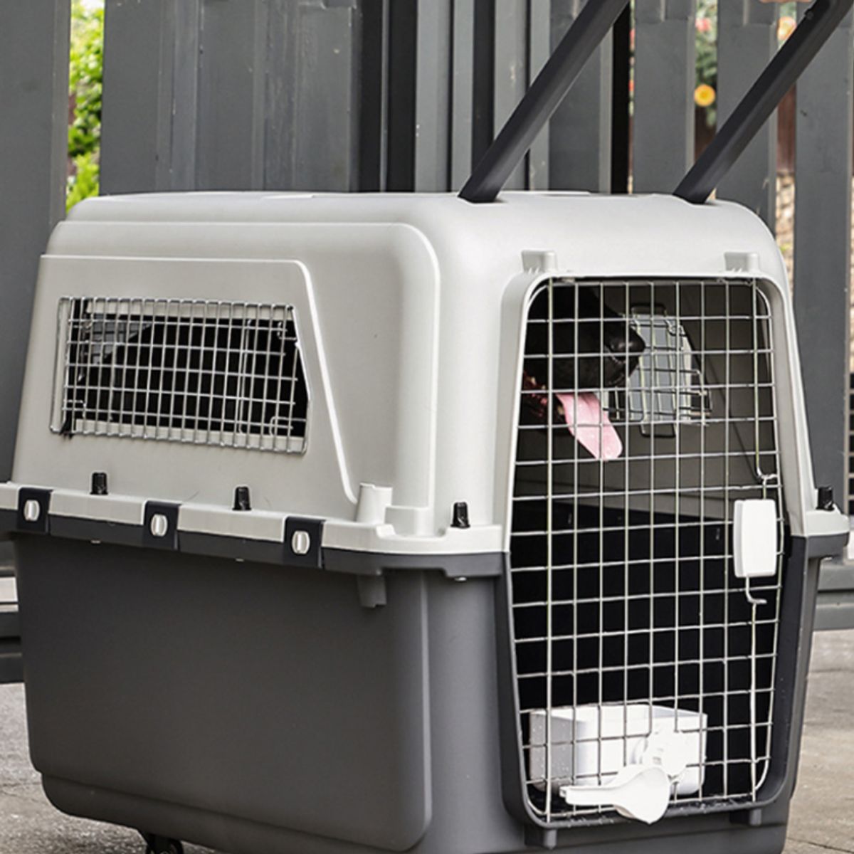 SUKEA - Jaula Canil Para Mascotas De Viaje De Seguridad Gris 40KL
