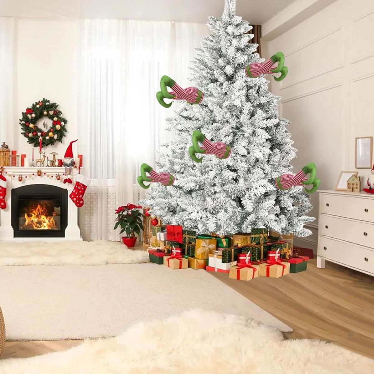 HAZ TU CLICK - Decoración Piernas Elfo Móviles Para Árbol De Navidad