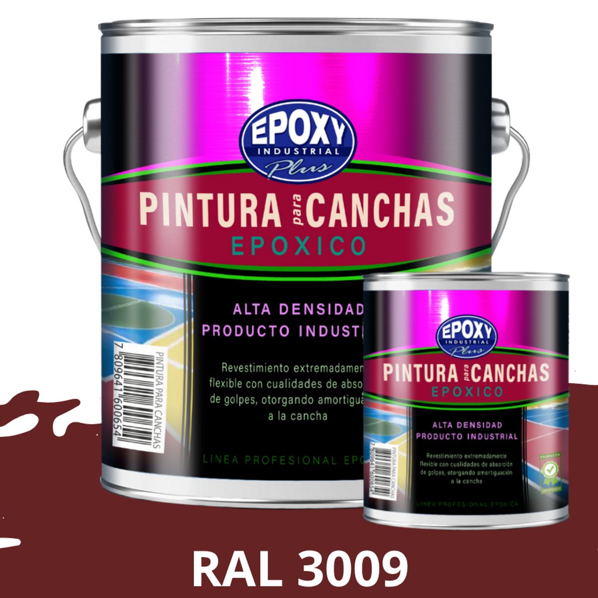 EPOXY - PINTURA EPÓXICA 2K CANCHAS DEPORTIVAS - KIT GALON RAL 3009