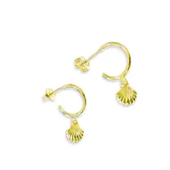 ANDREA COGGIOLA JOYAS - Aros Argolla Concha Enchapado Oro 18K