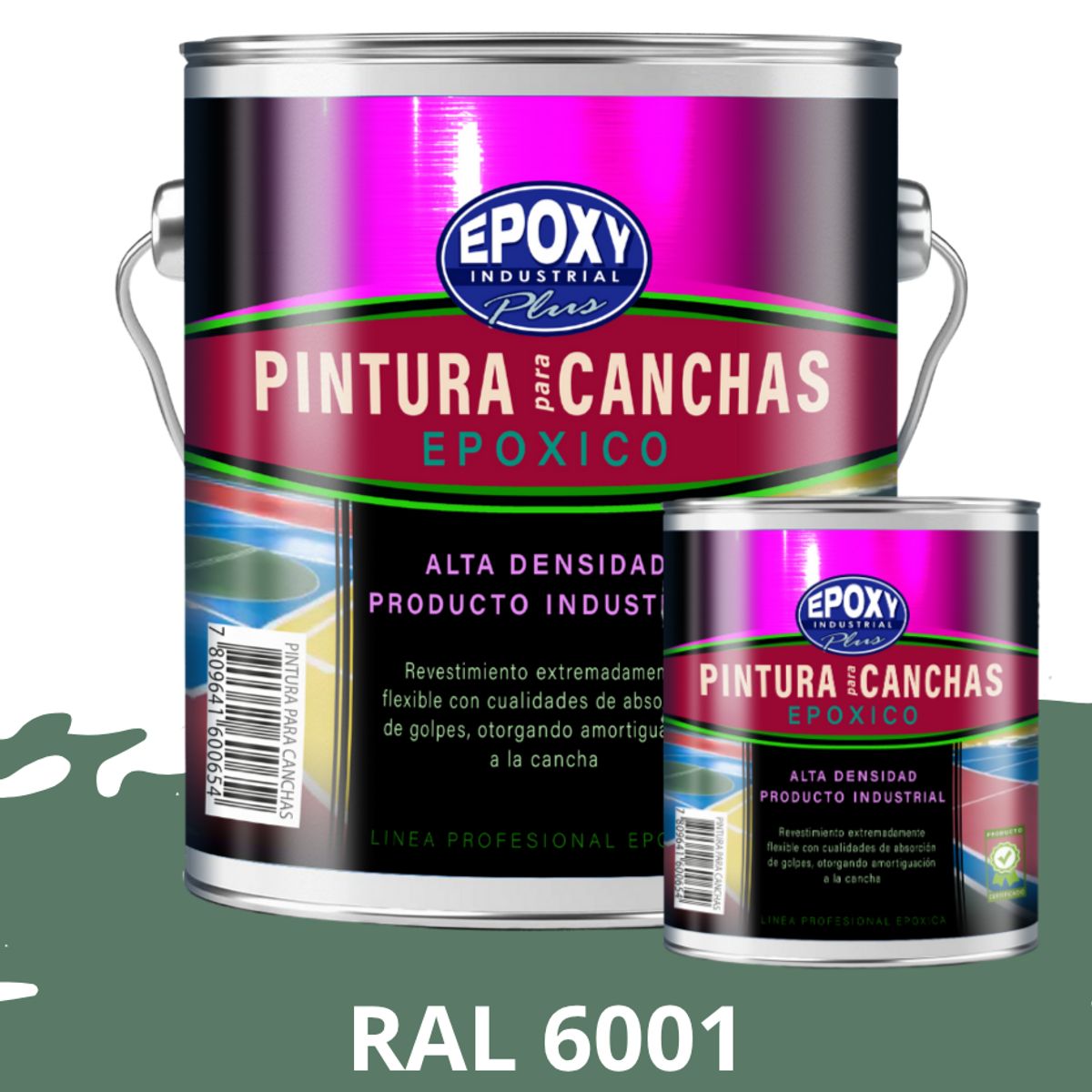 EPOXY - PINTURA EPÓXICA 2K CANCHAS DEPORTIVAS - KIT GALON RAL 6001