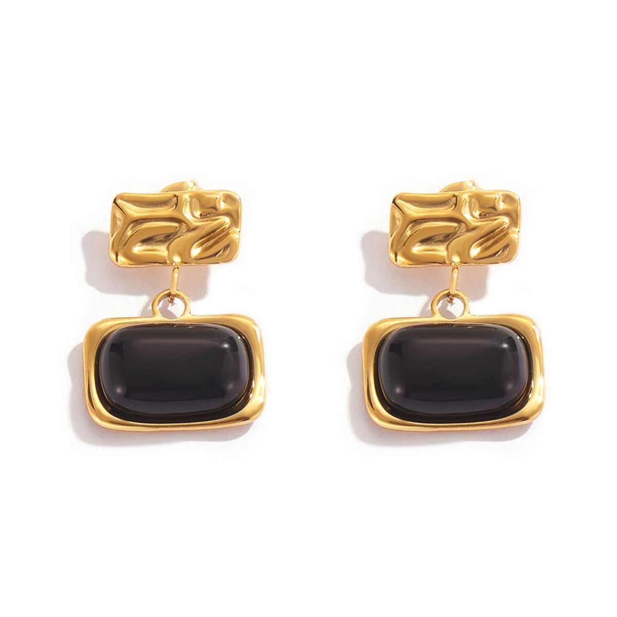 LUX JOYAS - Aros Baño Oro Amarillo 18k Cuad Arrug N